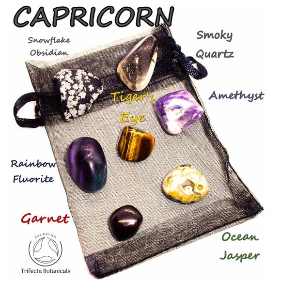 ♑ CAPRICORN Zodiac Gift Set ♑ Roller Bottle + Crystals + Loose Incense Blend - Picture 2 of 6